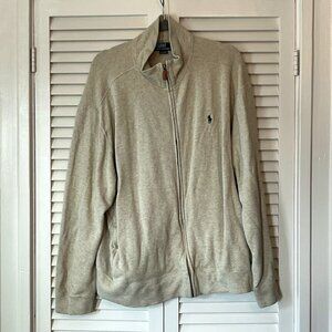 Polo Ralph Lauren XL men full zip knit jacket oatmeal